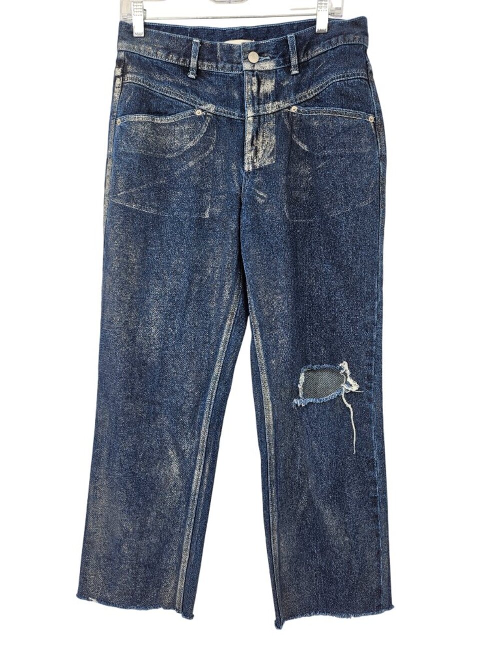 BDG Metallic Shimmer Cowboy Jeans Blue Women's Size 30 Straight Leg Distressed